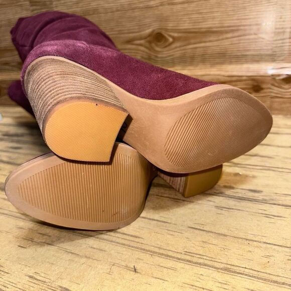 NWOT Nine West Purple Suede Slouch Boots sz 6.5 - Picture 2 of 5